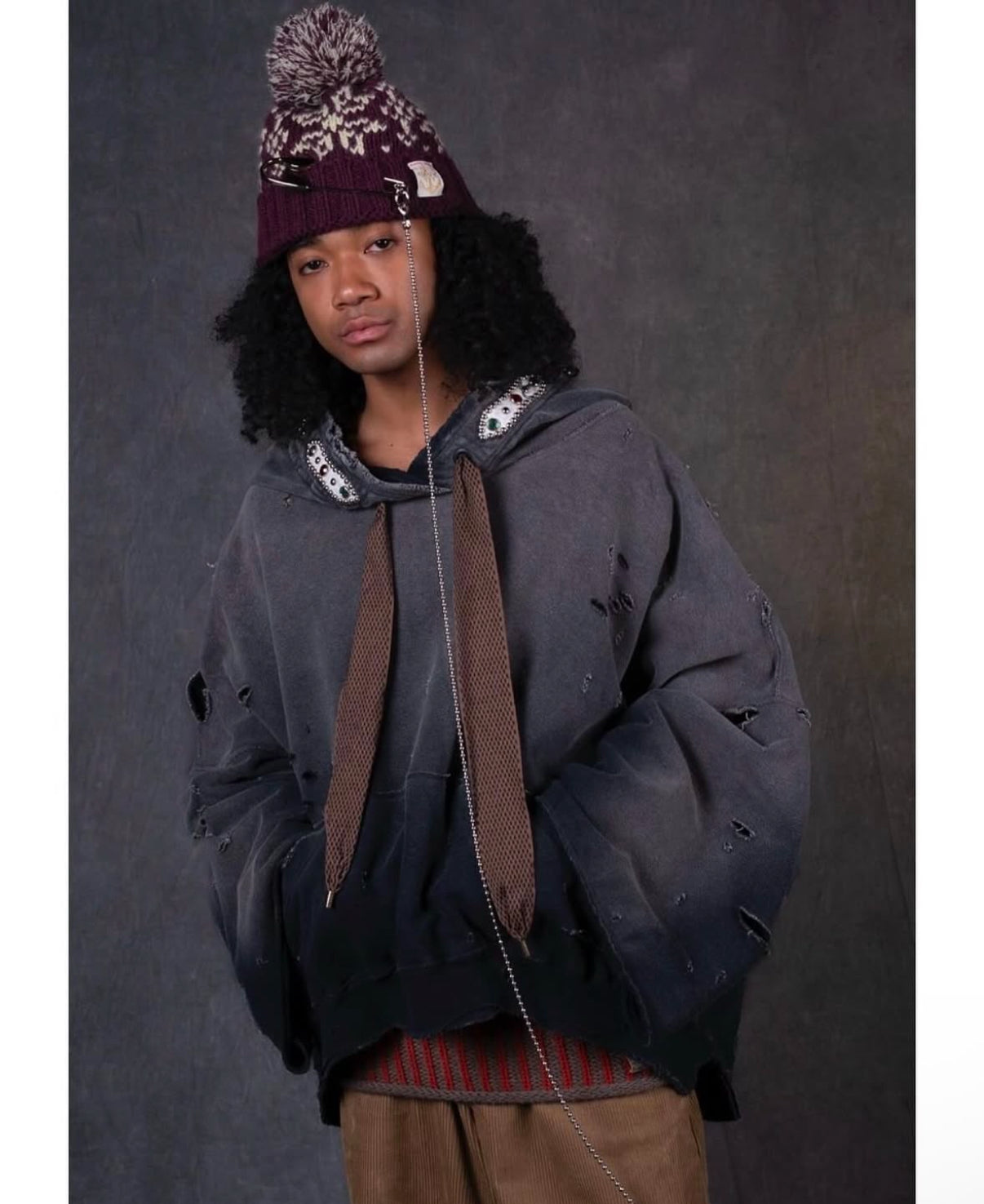 Kapital Fleece Thriller Damaged Devil Hoodie (Studs Remake)