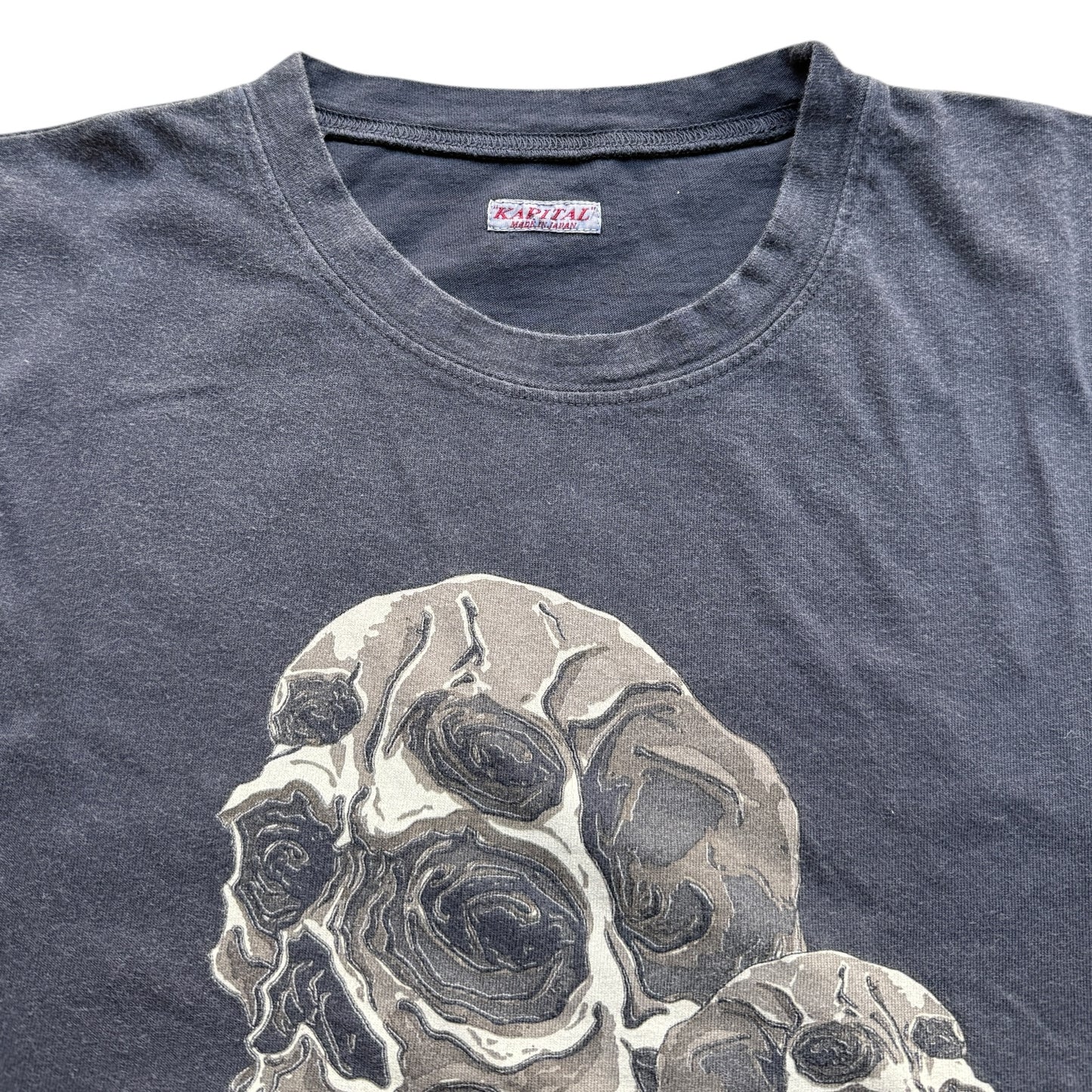 Kapital Jersey Crew T-Shirt (Peckish Rain Skull Print)