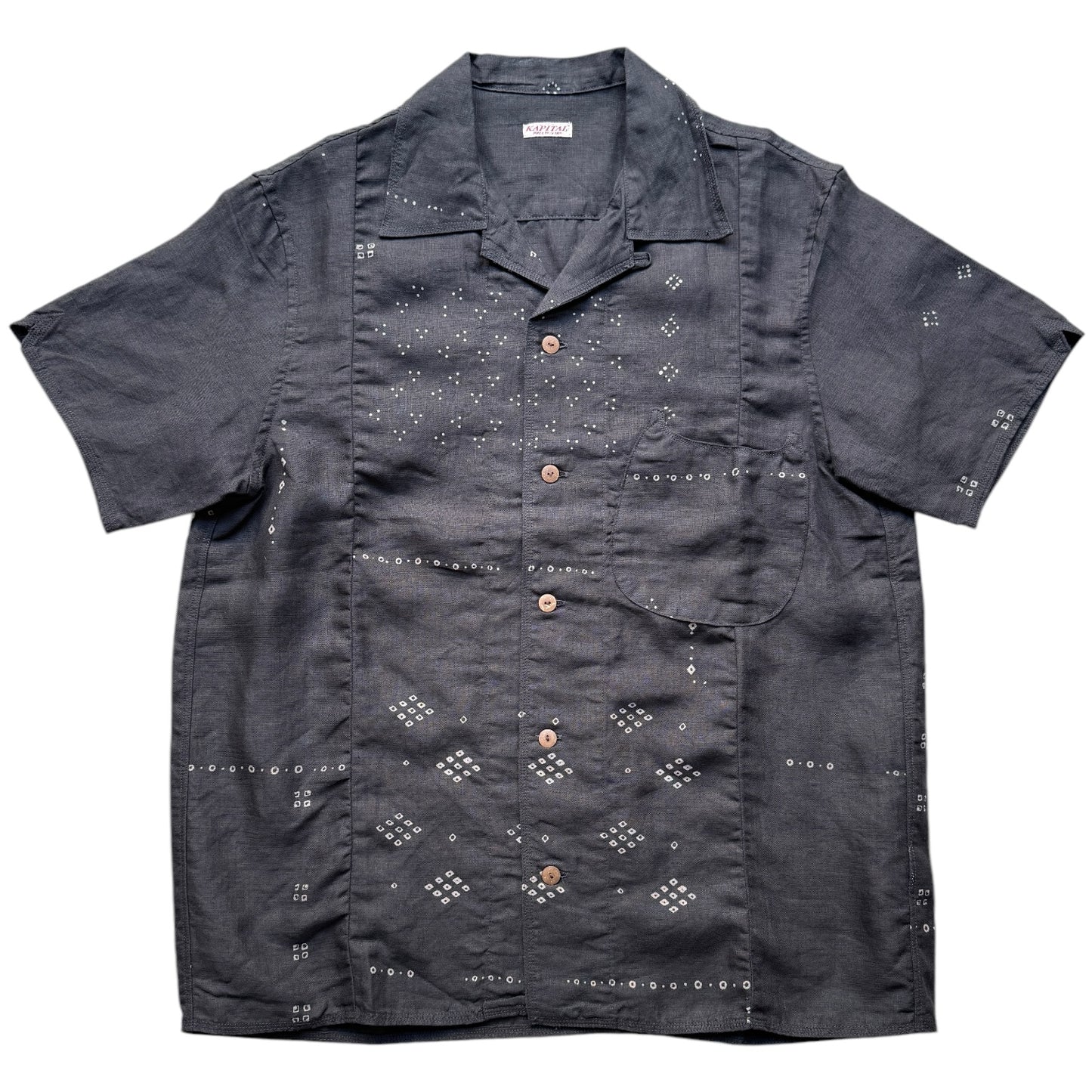 Kapital French Cloth Linen Bandana Discharge Print Aloha Shirt (Santo Domingo Print)