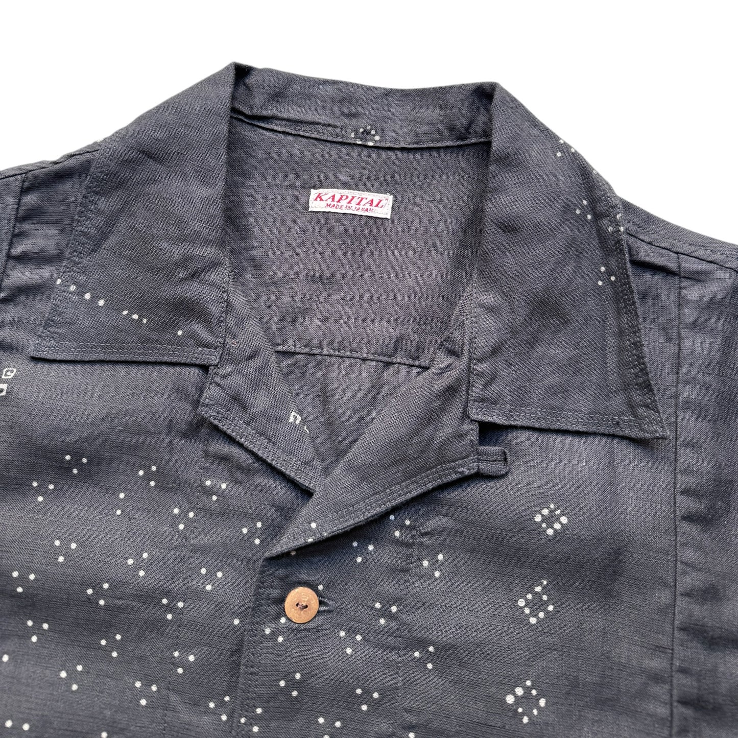 Kapital French Cloth Linen Bandana Discharge Print Aloha Shirt (Santo Domingo Print)