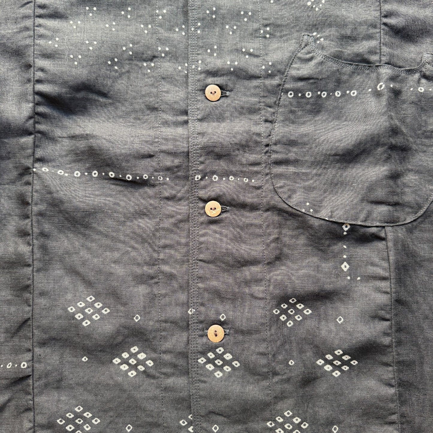 Kapital French Cloth Linen Bandana Discharge Print Aloha Shirt (Santo Domingo Print)