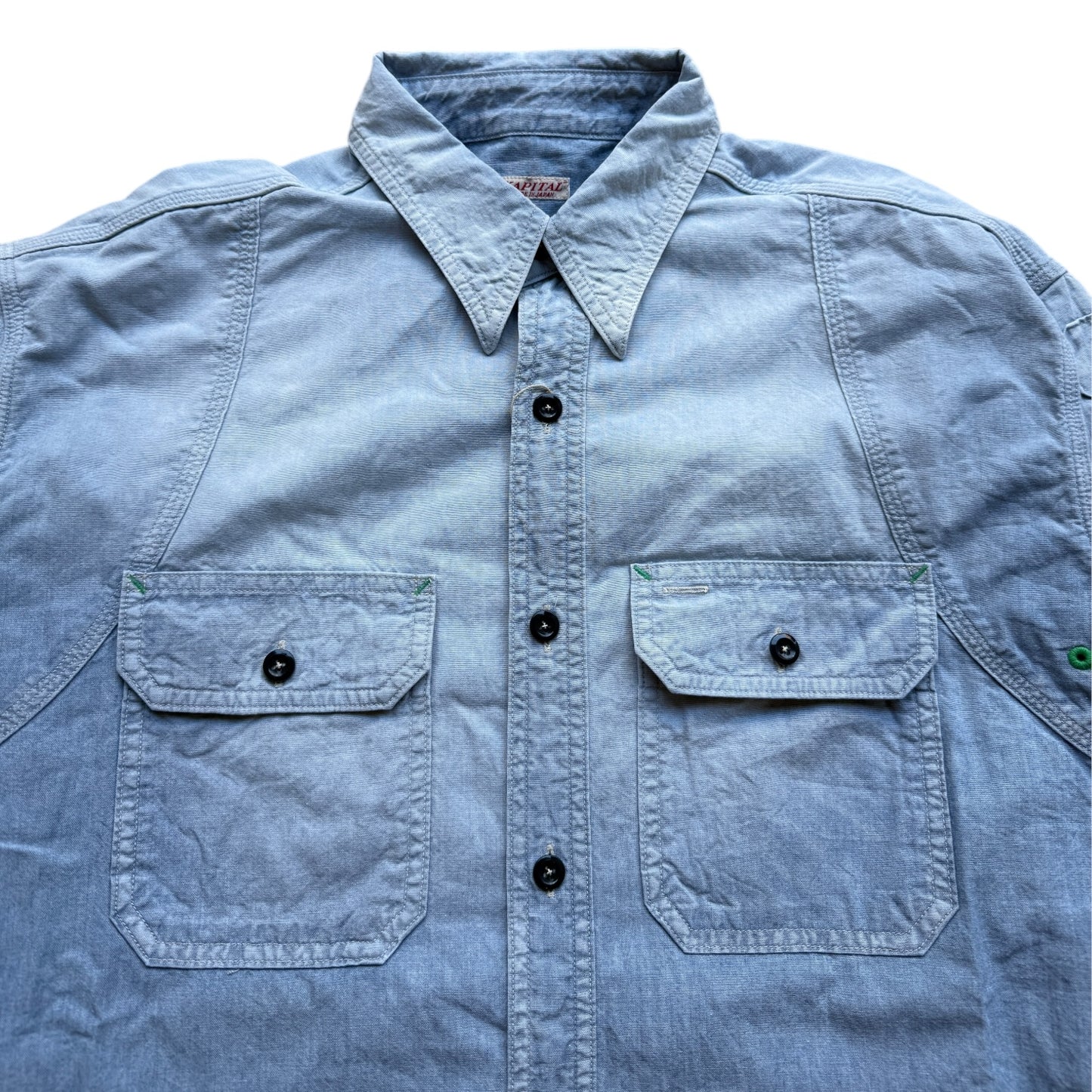 Kapital Chambray Bone Patch Ventilator Work Shirt