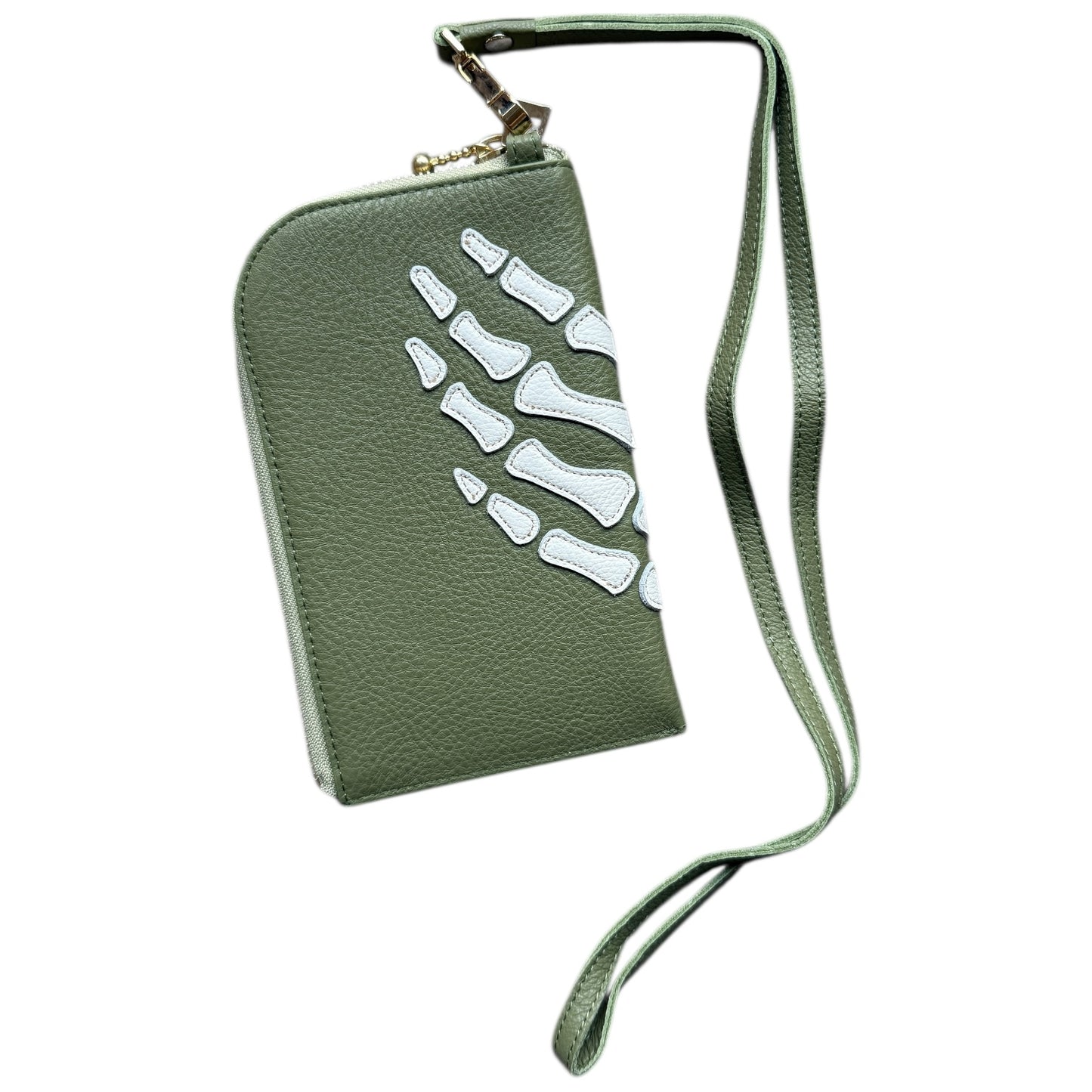 Kapital Thumbs Up Bone Hand Zip Bag