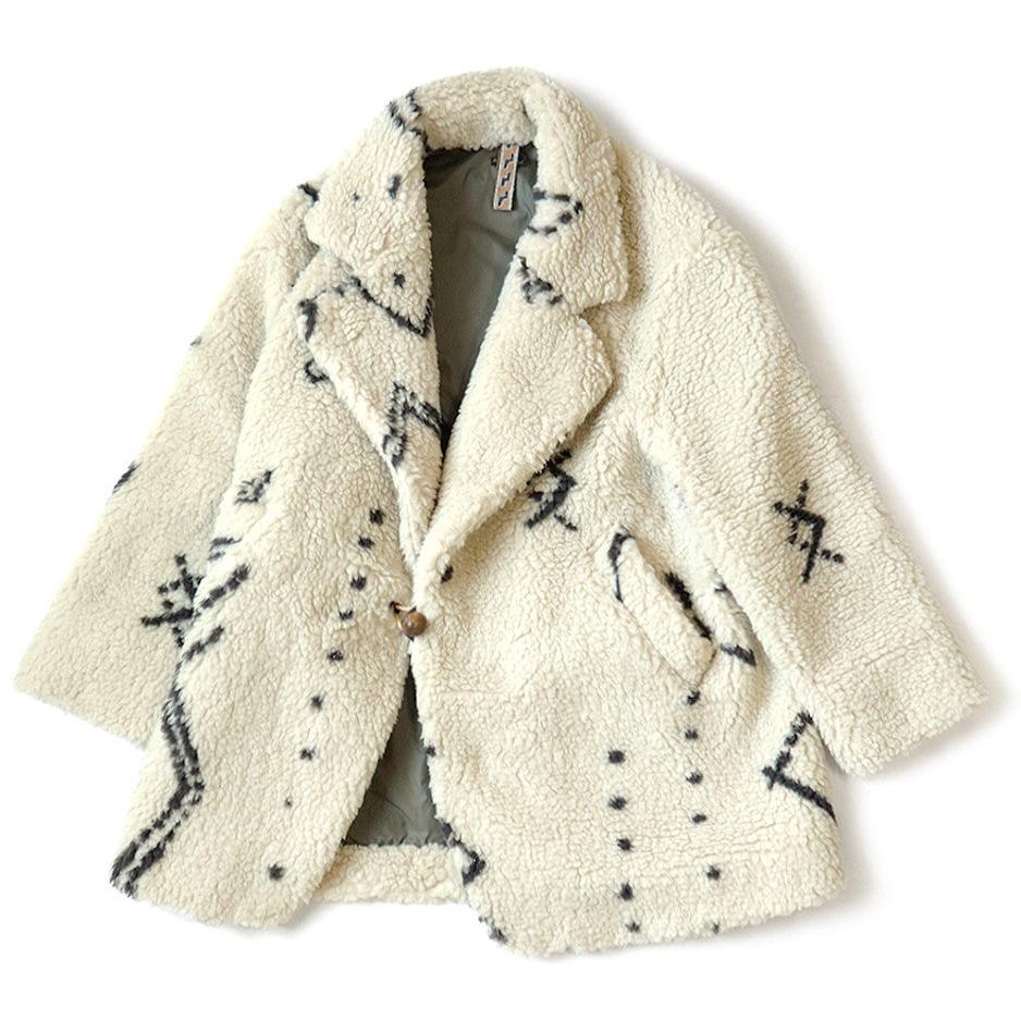 Kapital Beni Ourain Pattern Boa Fleece Pea Coat