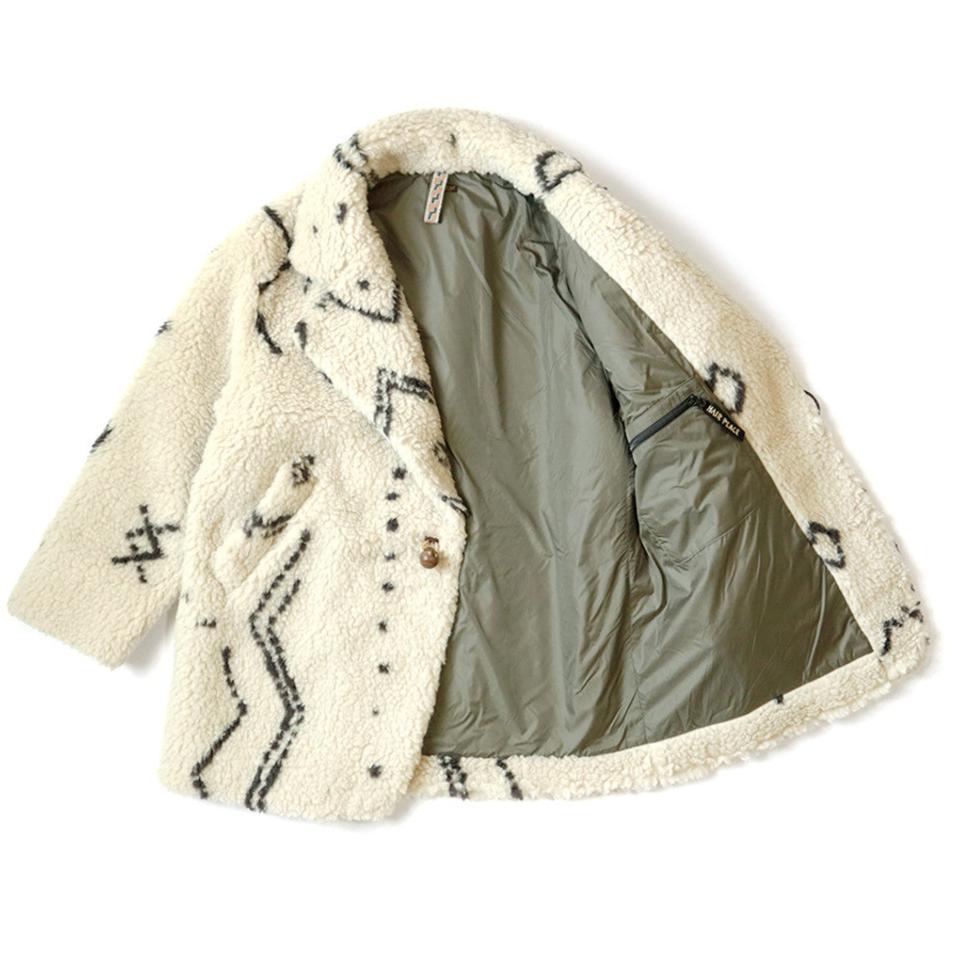 Kapital Beni Ourain Pattern Boa Fleece Pea Coat
