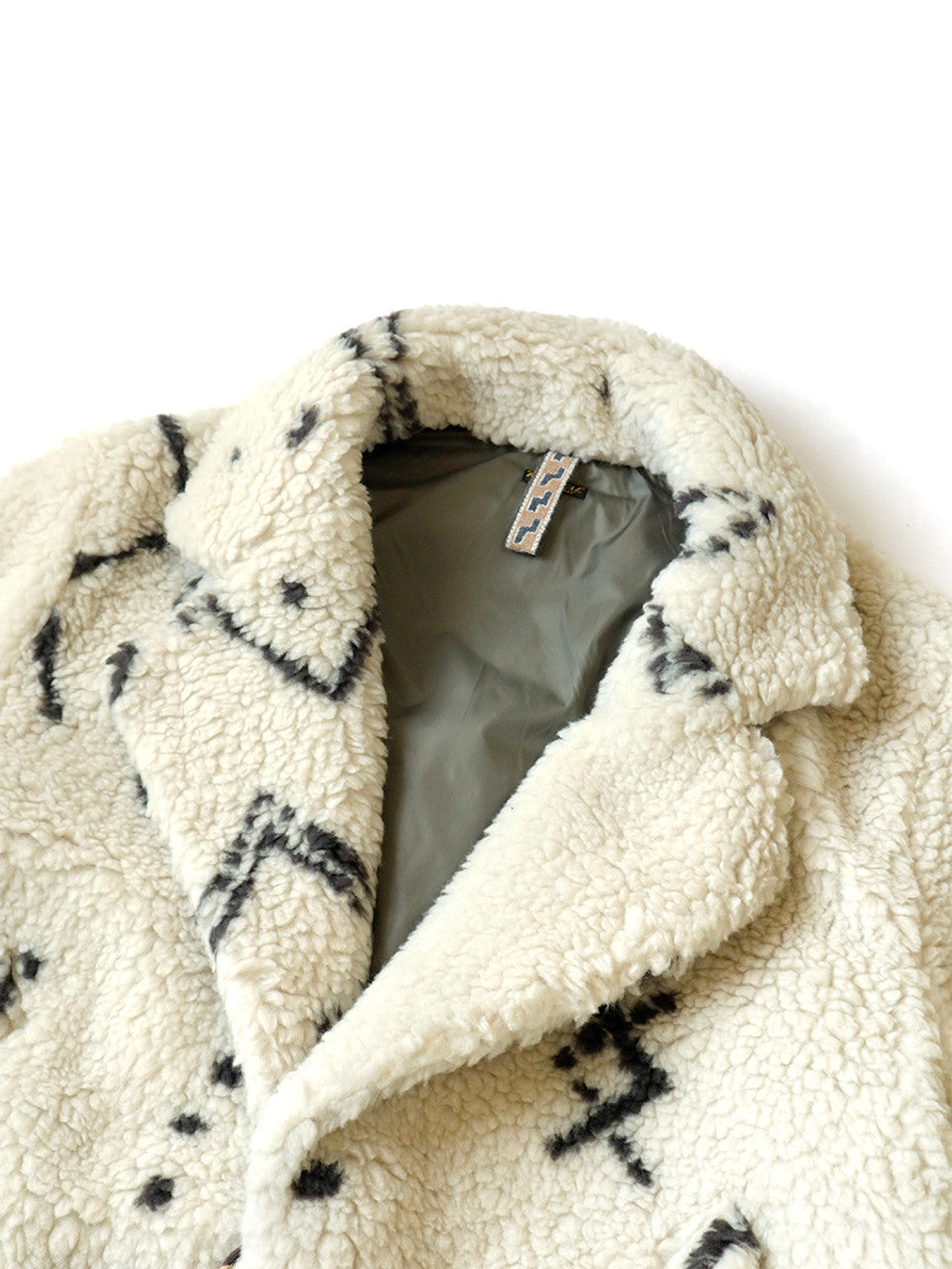 Kapital Beni Ourain Pattern Boa Fleece Pea Coat