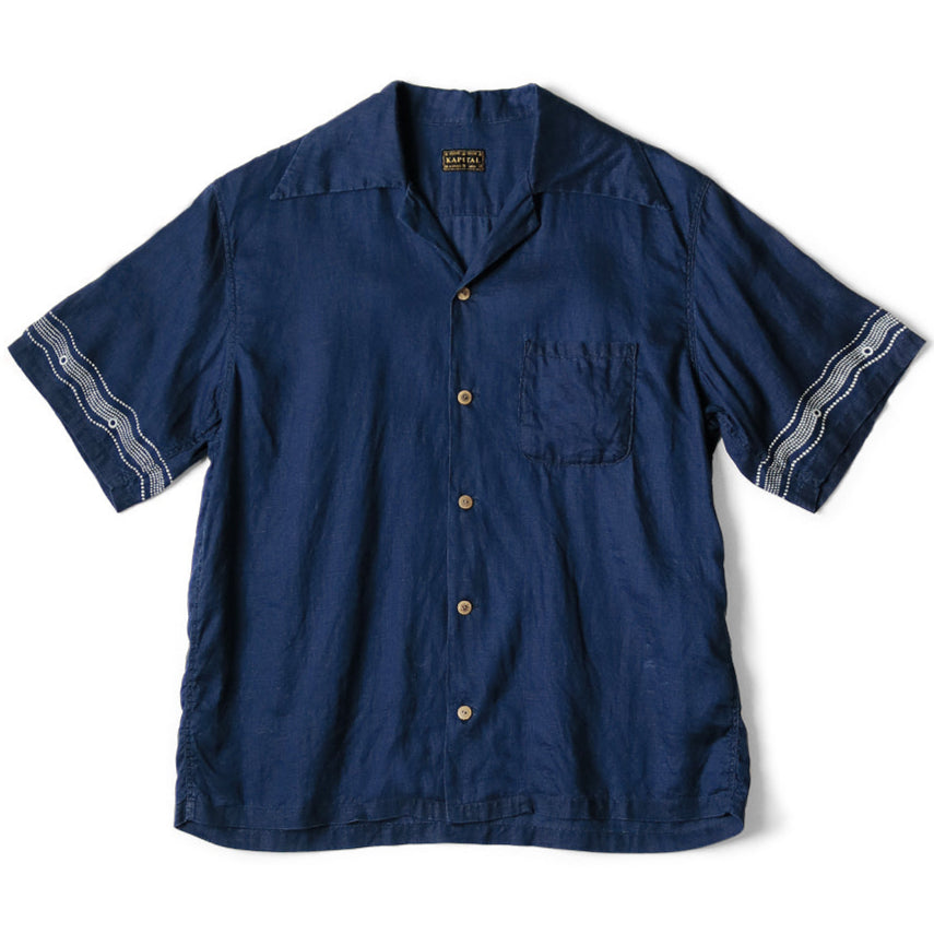Kapital French Cross Linen Wrangle Collar Aloha Shirt (Souffle Crest Print)