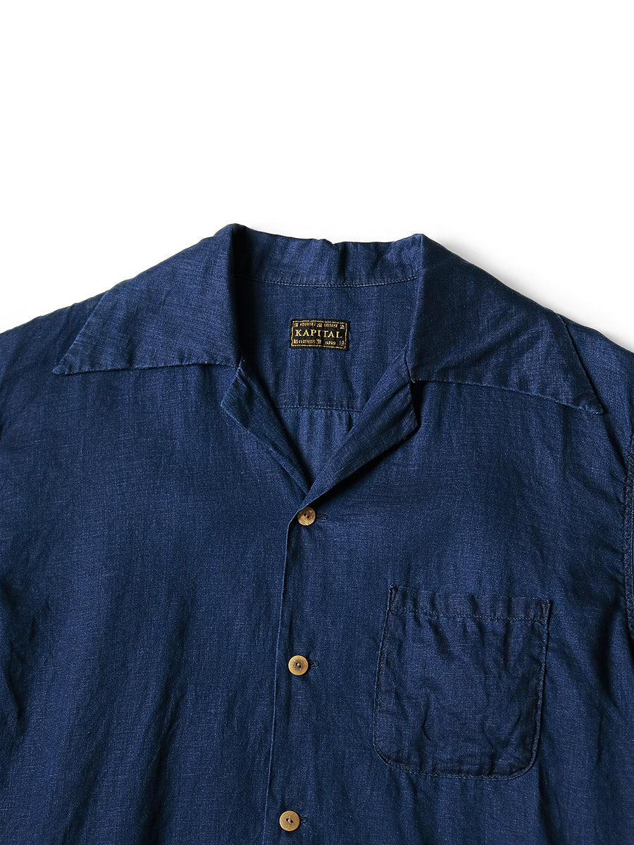 Kapital French Cross Linen Wrangle Collar Aloha Shirt (Souffle Crest Print)
