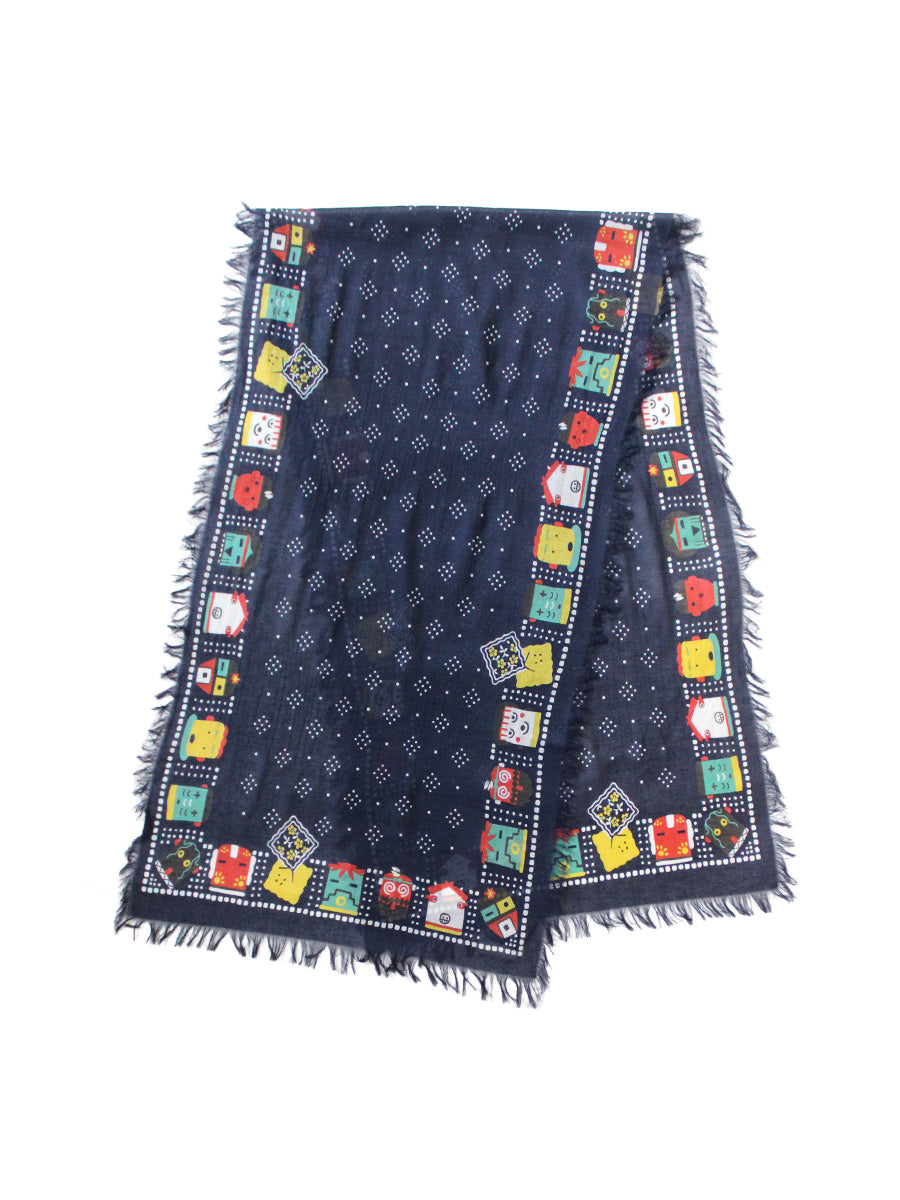 Kapital Rayon Fringe Stole (Kachina & Peckish Rainbowy)