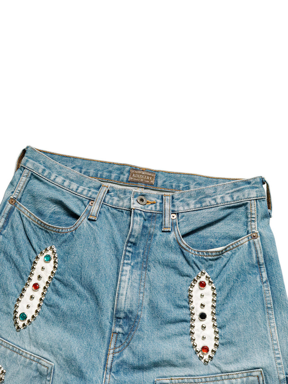 Kapital 14oz Denim Short Pants Studs Remake (Indigo Processing)