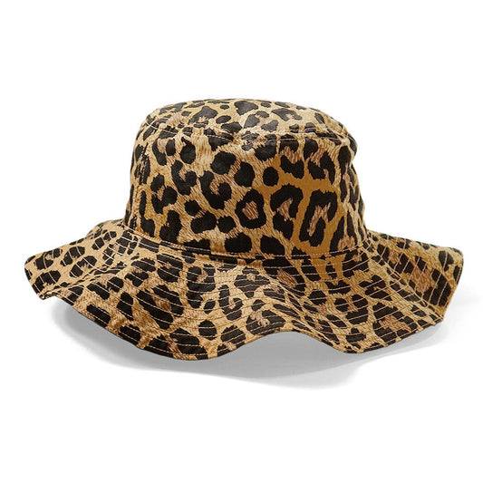 Kapital Cotton Herringbone Leopard Pattern Bucket Tulip Hat