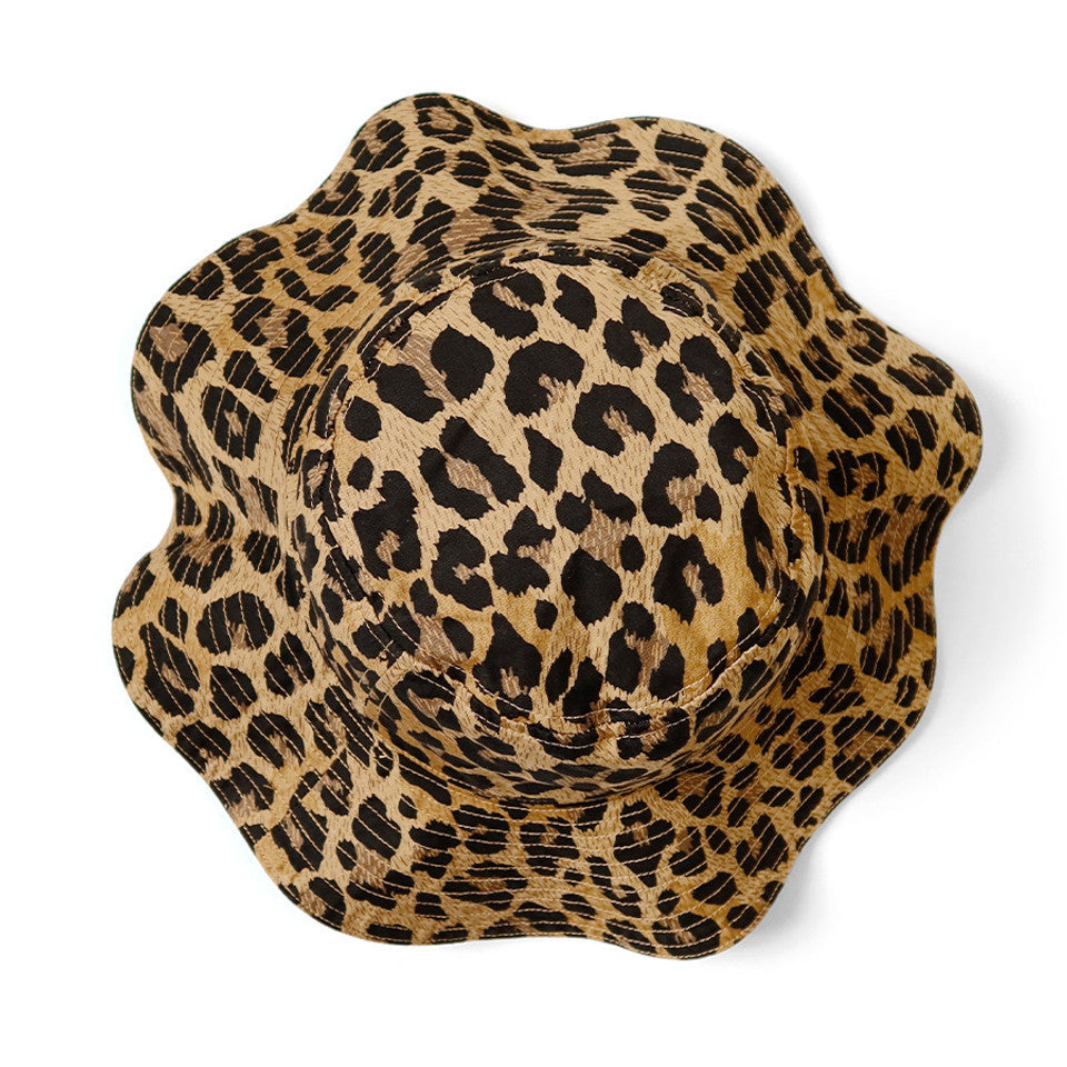 Kapital Cotton Herringbone Leopard Pattern Bucket Tulip Hat