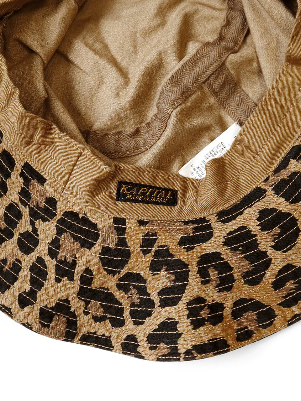 Kapital Cotton Herringbone Leopard Pattern Bucket Tulip Hat