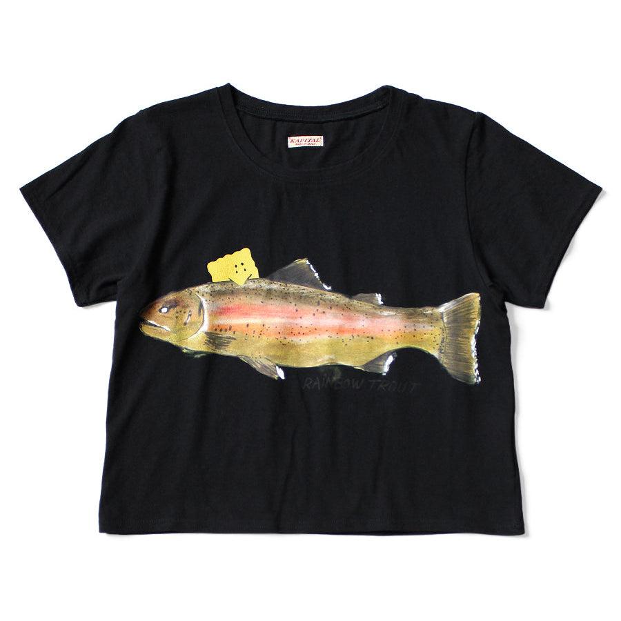 Kapital Jersey Cropped T-Shirt (1 Trout Peckish Rainbowy Print)