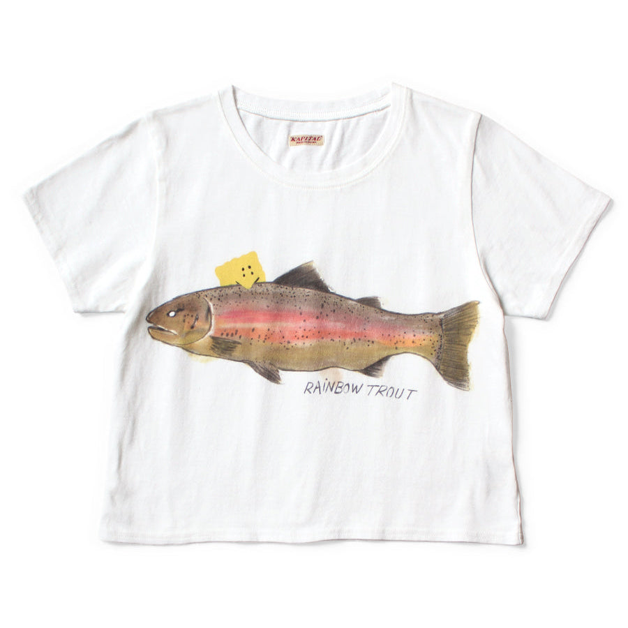 Kapital Jersey Cropped T-Shirt (1 Trout Peckish Rainbowy Print)