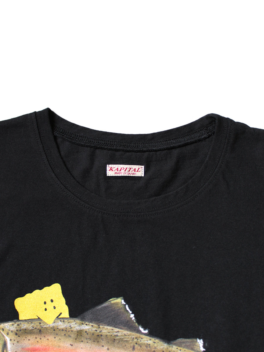 Kapital Jersey Cropped T-Shirt (1 Trout Peckish Rainbowy Print)