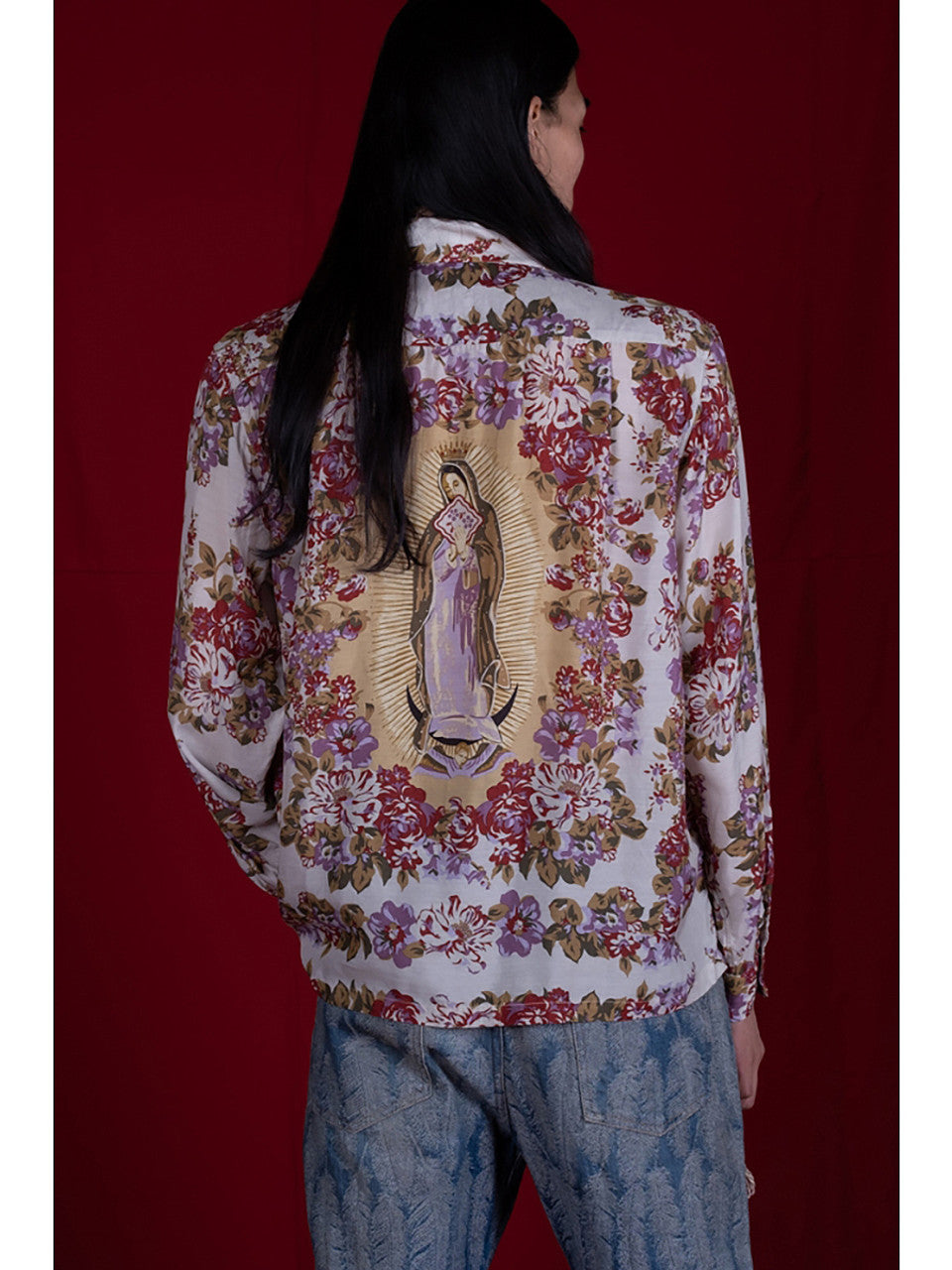 Kapital Silk Rayon Champetre Maria Pattern Drizzler Open Collar Shirt (Long Sleeves)