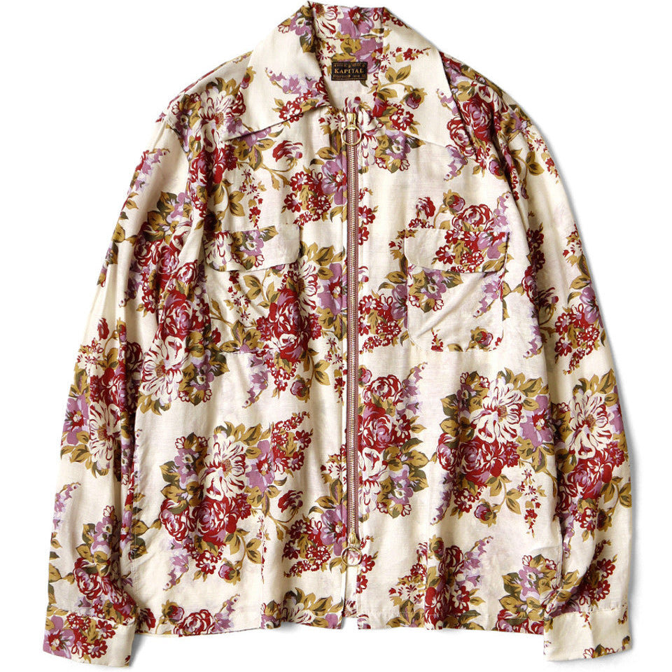 Kapital Silk Rayon Champetre Maria Pattern Drizzler Open Collar Shirt (Long Sleeves)