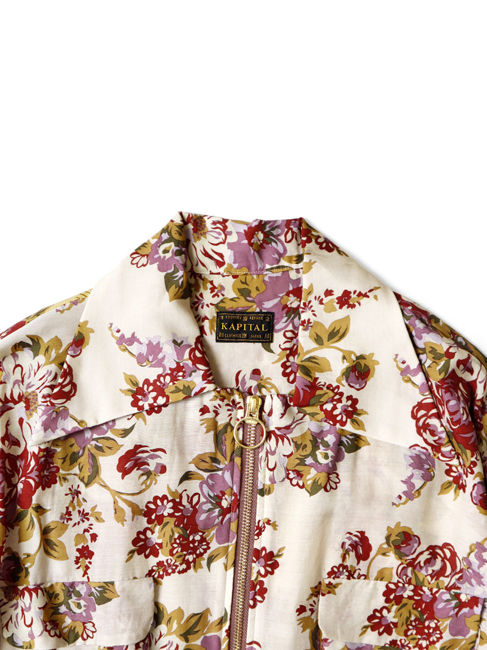 Kapital Silk Rayon Champetre Maria Pattern Drizzler Open Collar Shirt (Long Sleeves)