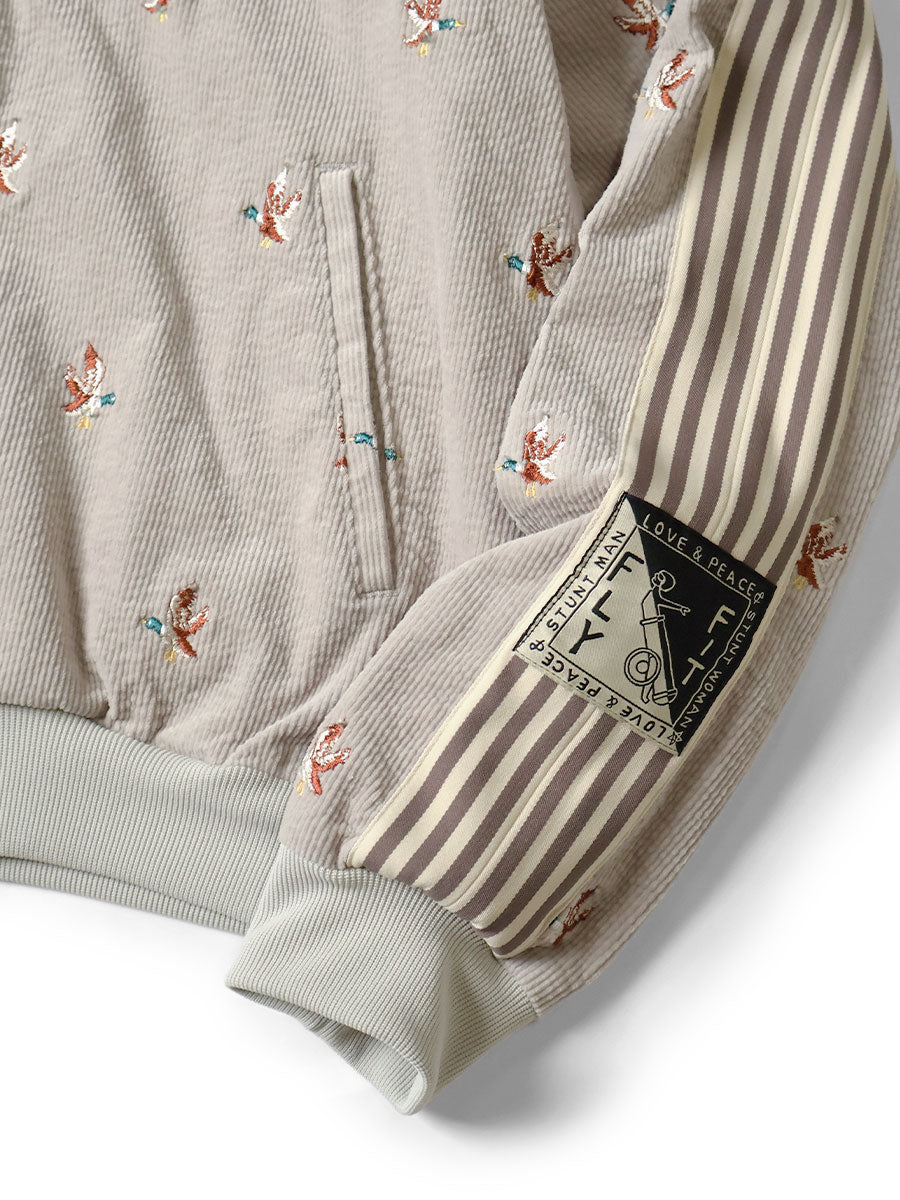 Kapital 11-Wale Stretch Corduroy Duck Embroidery Track Jacket Banner Stripe