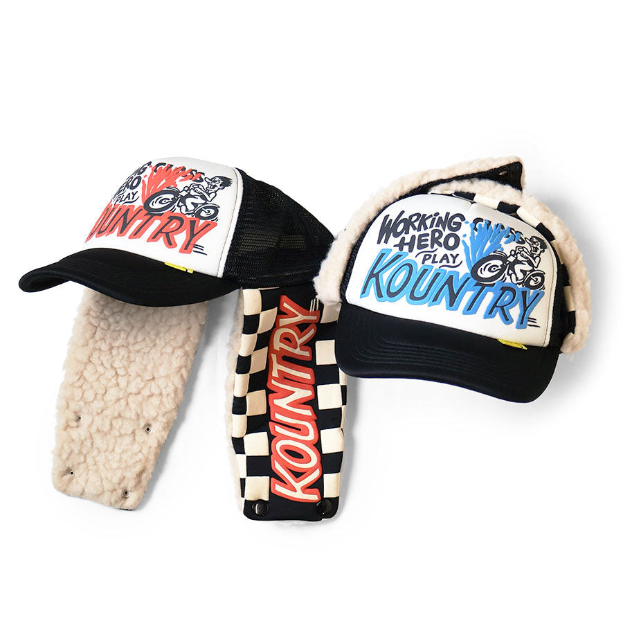 Kapital Kountry Racer Lumber Trucker Cap (Checkered Flag) | COJP