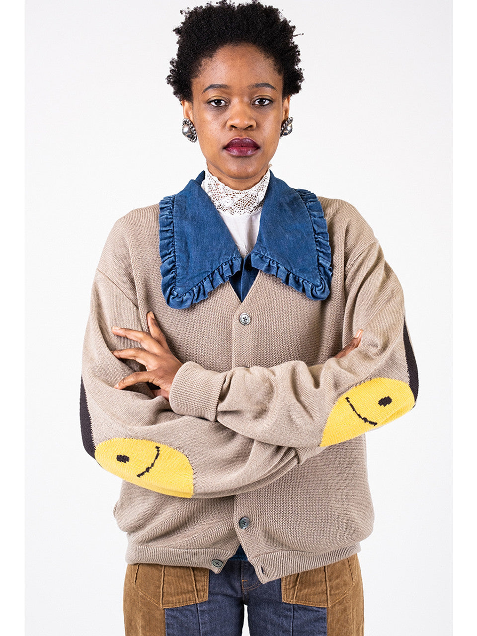 Kapital 10G Eco Knit Elbow Coneybowy Short Cardigan