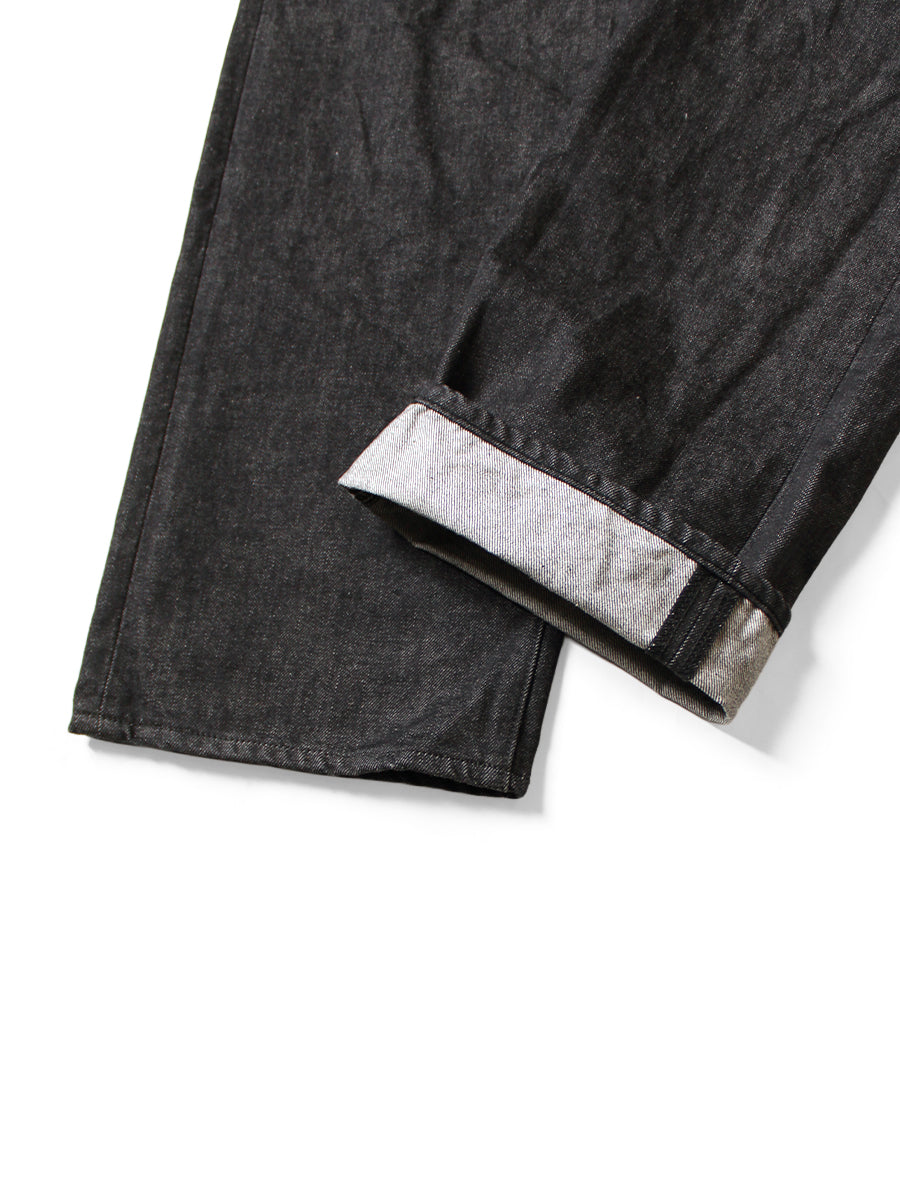 Kapital 14oz Black Denim 5P Wide Leg Monkey TH (Zip Fly)