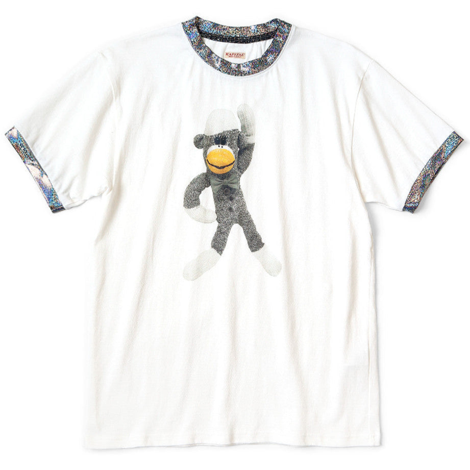 Kapital Tenjiku Glitter Ringer T-Shirt (Monkey Disco Print. by Nene)