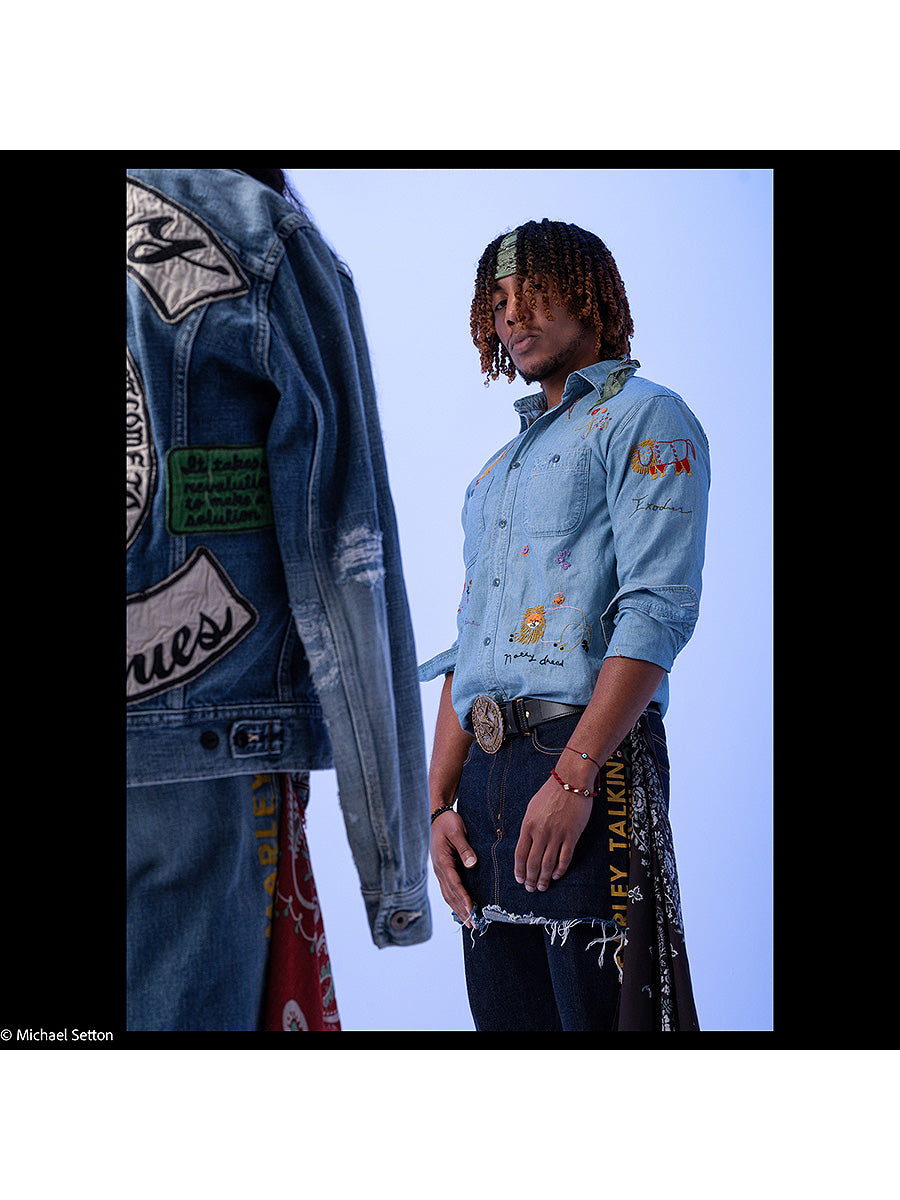 Kapital Dungaree Lion Song Embroidery Work Shirt