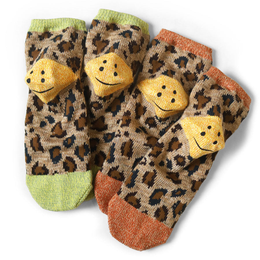 Kapital 84 Rainbowy Happy Heel Leopard Ankle Socks