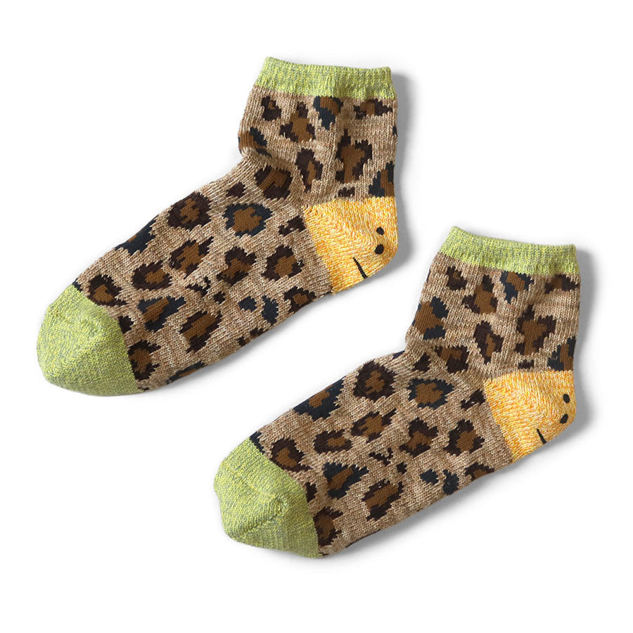 Kapital 84 Rainbowy Happy Heel Leopard Ankle Socks