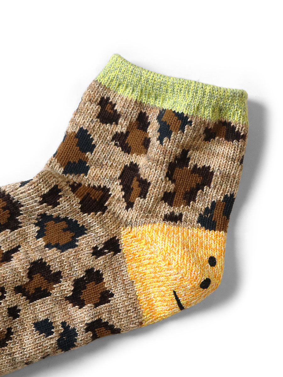 Kapital 84 Rainbowy Happy Heel Leopard Ankle Socks