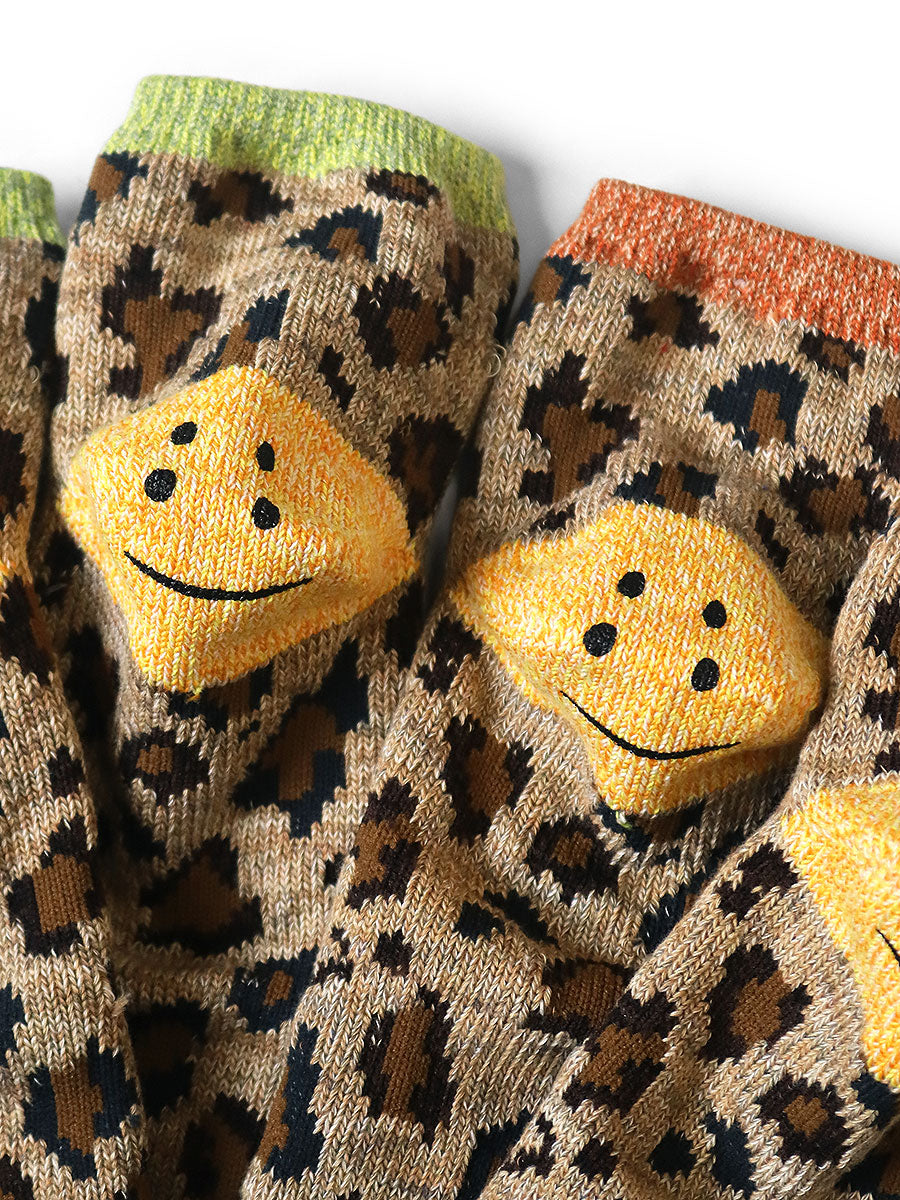 Kapital 84 Rainbowy Happy Heel Leopard Ankle Socks