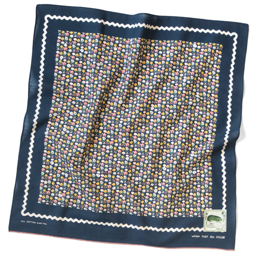 Kapital Fastcolor Selvedge Bandana (Skull & Flower)