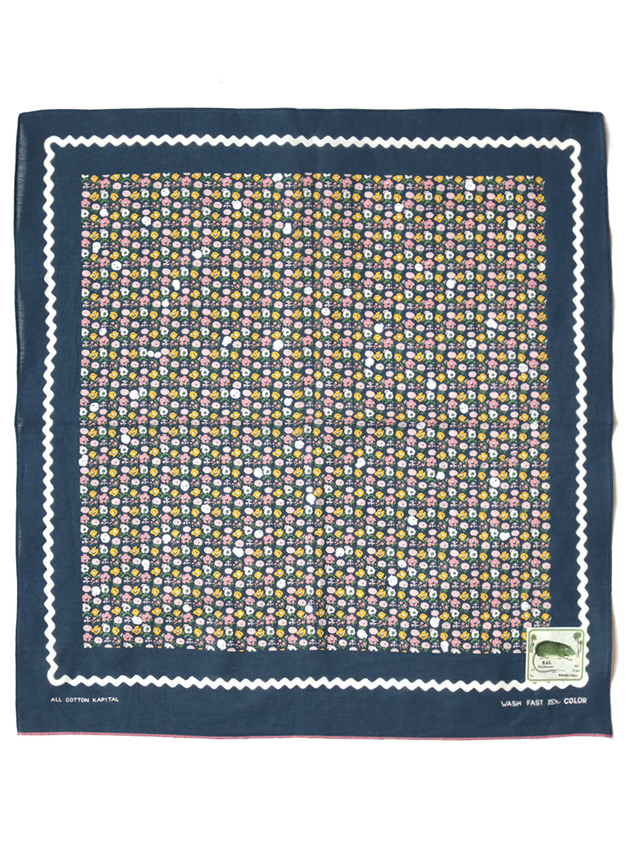 Kapital Fastcolor Selvedge Bandana (Skull & Flower)