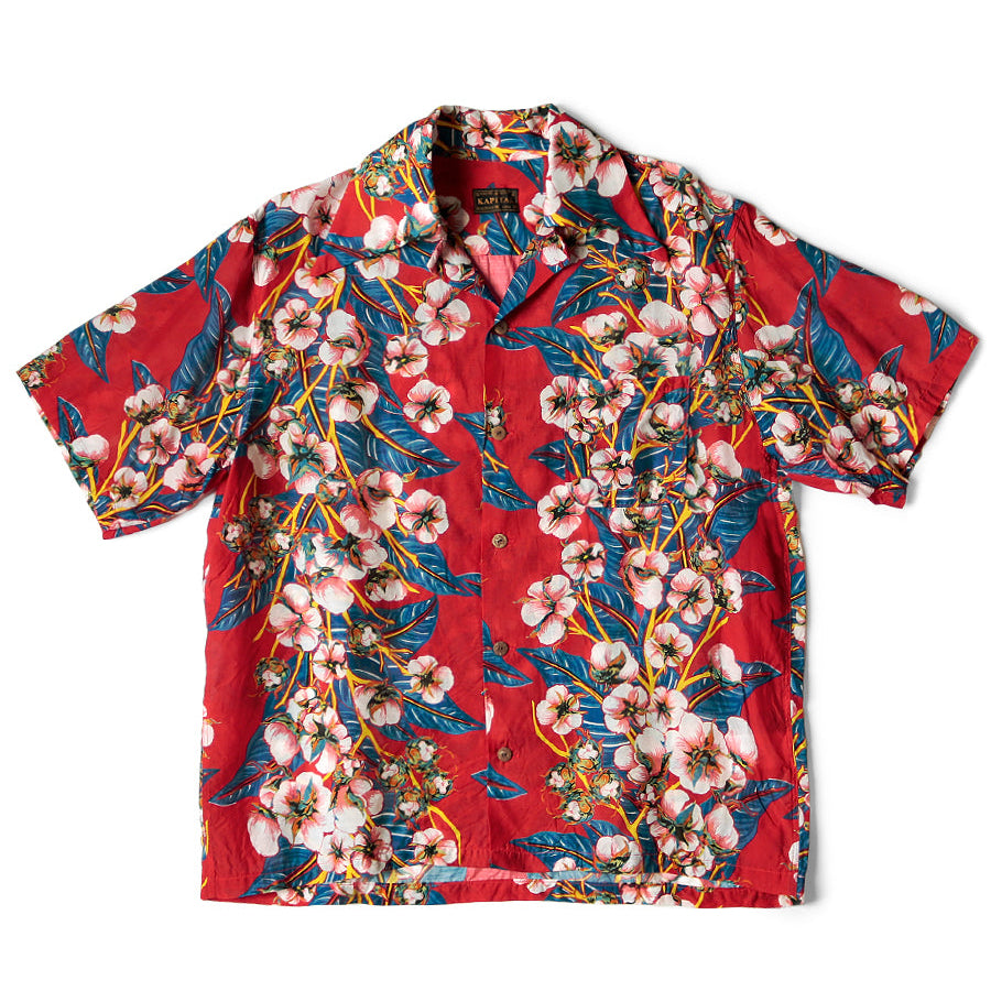 Kapital Silk Rayon Cotton Flower Pattern Wrangle Collar Aloha Shirt