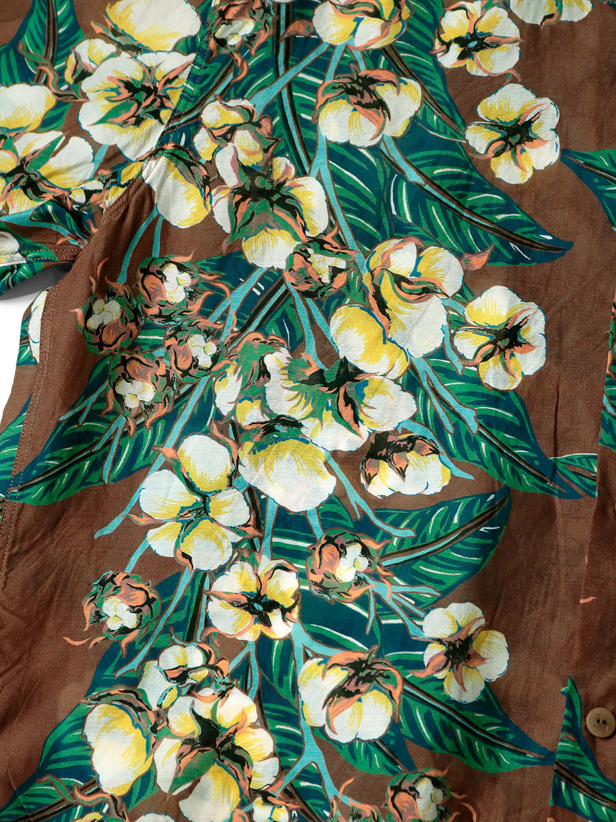 Kapital Silk Rayon Cotton Flower Pattern Wrangle Collar Aloha Shirt