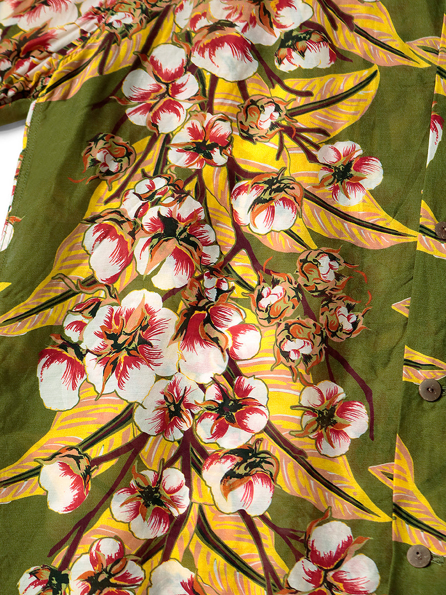 Kapital Silk Rayon Cotton Flower Pattern Wrangle Collar Aloha Shirt