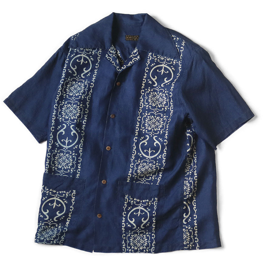 Kapital French Cross Linen Havana Naja Pattern Wrangle Collar Cuban Shirt (Short Sleeve)