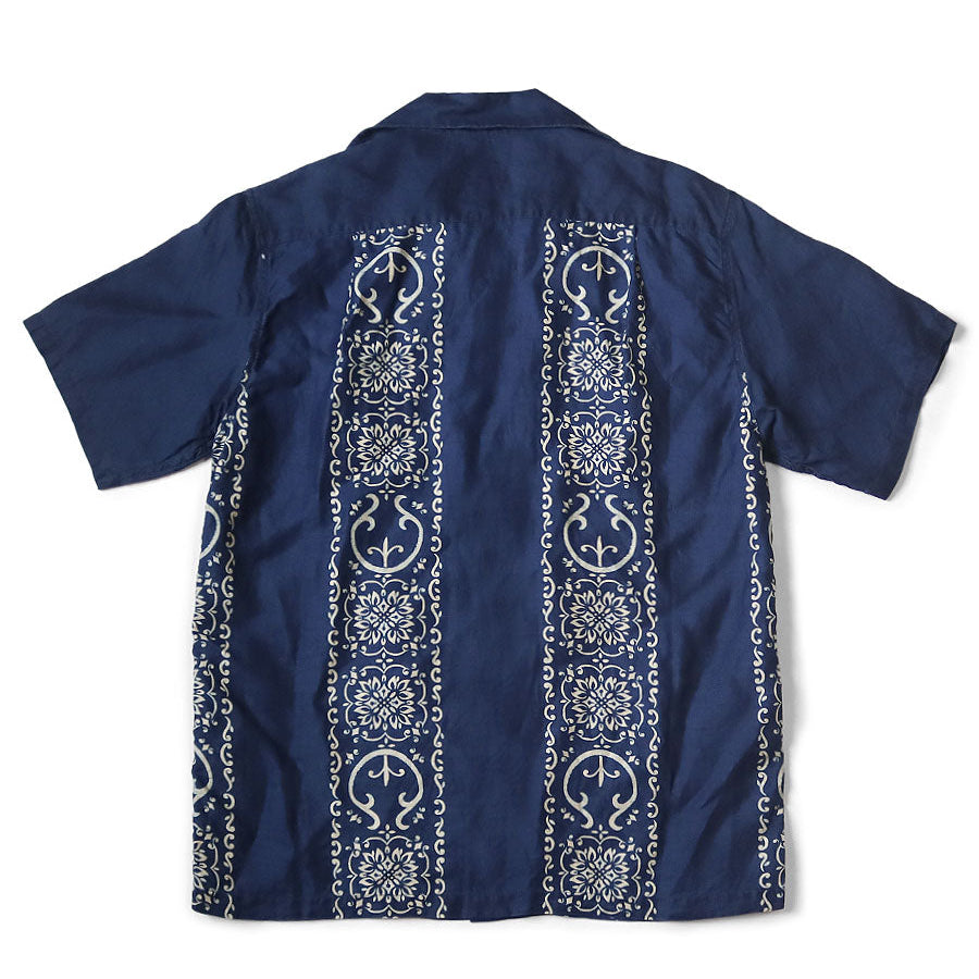 Kapital French Cross Linen Havana Naja Pattern Wrangle Collar Cuban Shirt (Short Sleeve)