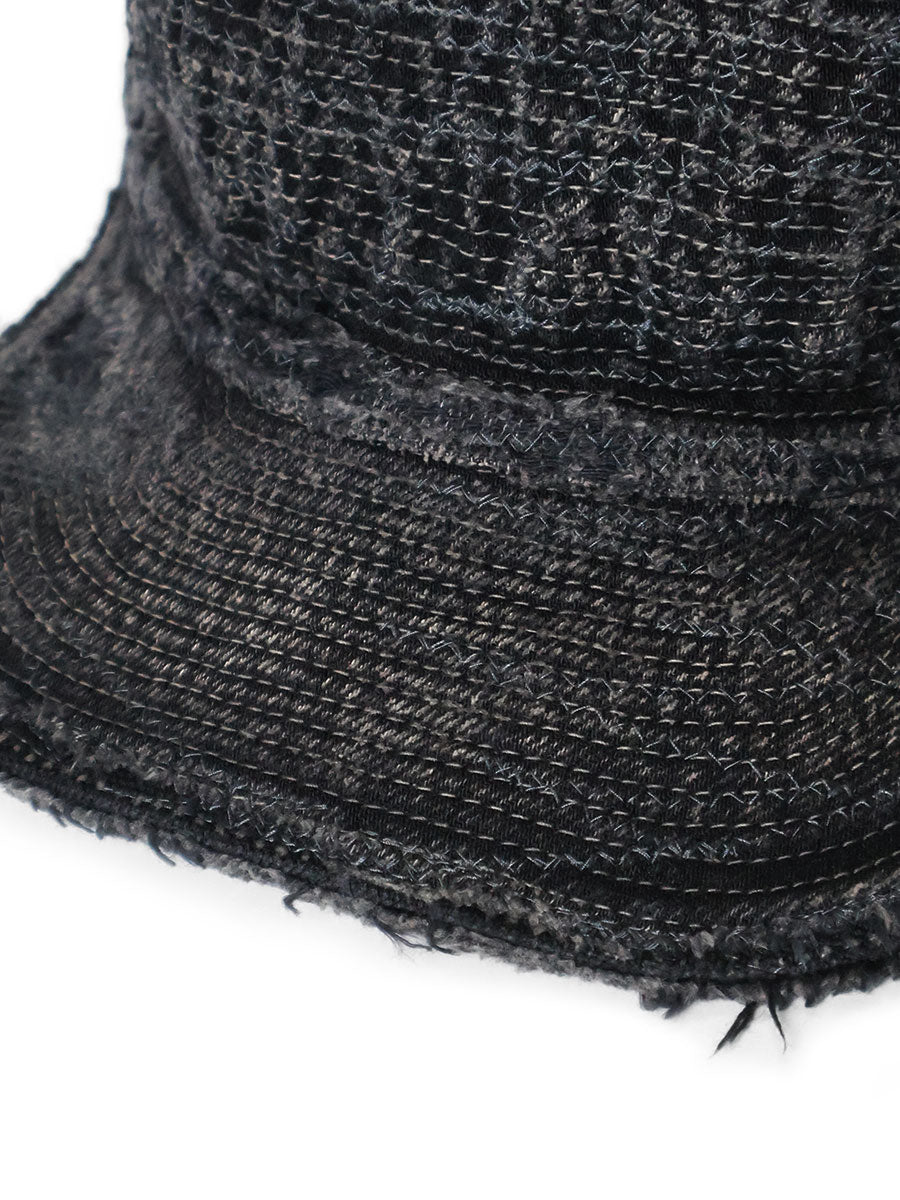 Kapital 11.5oz Black x Black Denim Old Man & The Sea Cap (Distressed Remake)