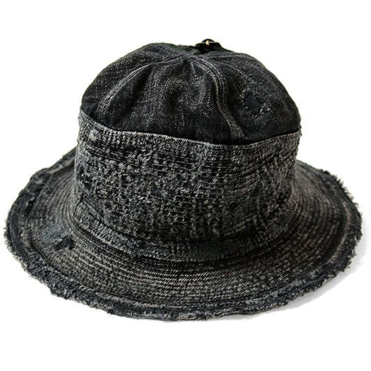 Kapital 11.5oz Black x Black Denim The Old Man and the Sea Hat (Crash Remake)