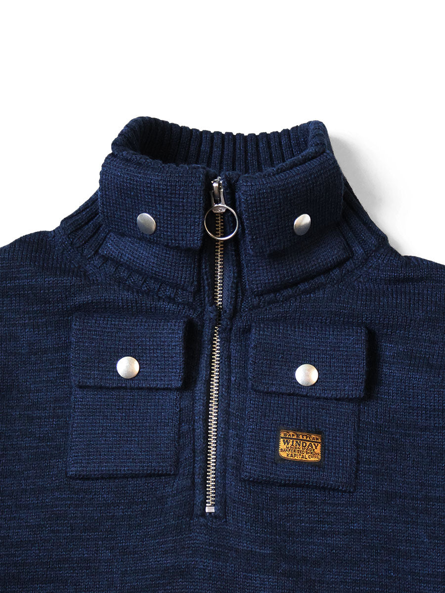 Kapital 8G Cotton Wool Nickel 4 Quarter Zip Sweater