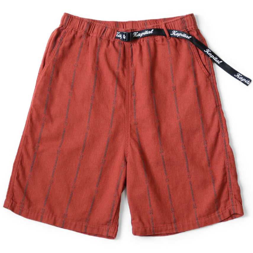Kapital Cotton-Linen Siamese Stripe Easy Shorts