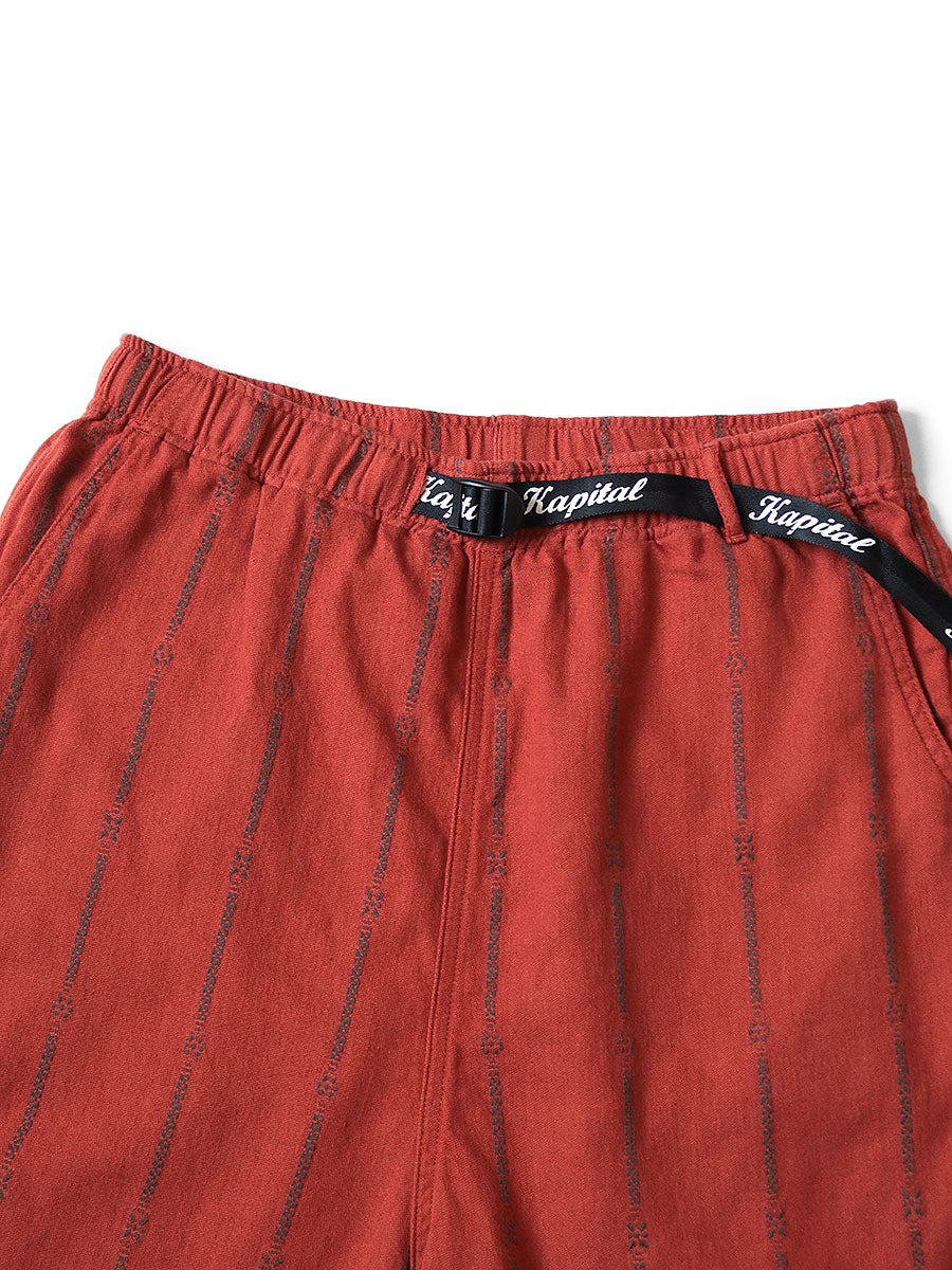 Kapital Cotton-Linen Siamese Stripe Easy Shorts