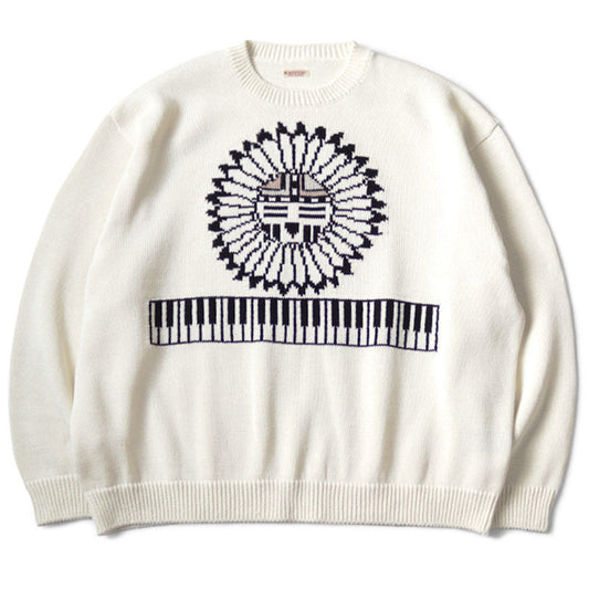 Kapital 5G Cotton Knit Piano & Sun Face Crew Sweater
