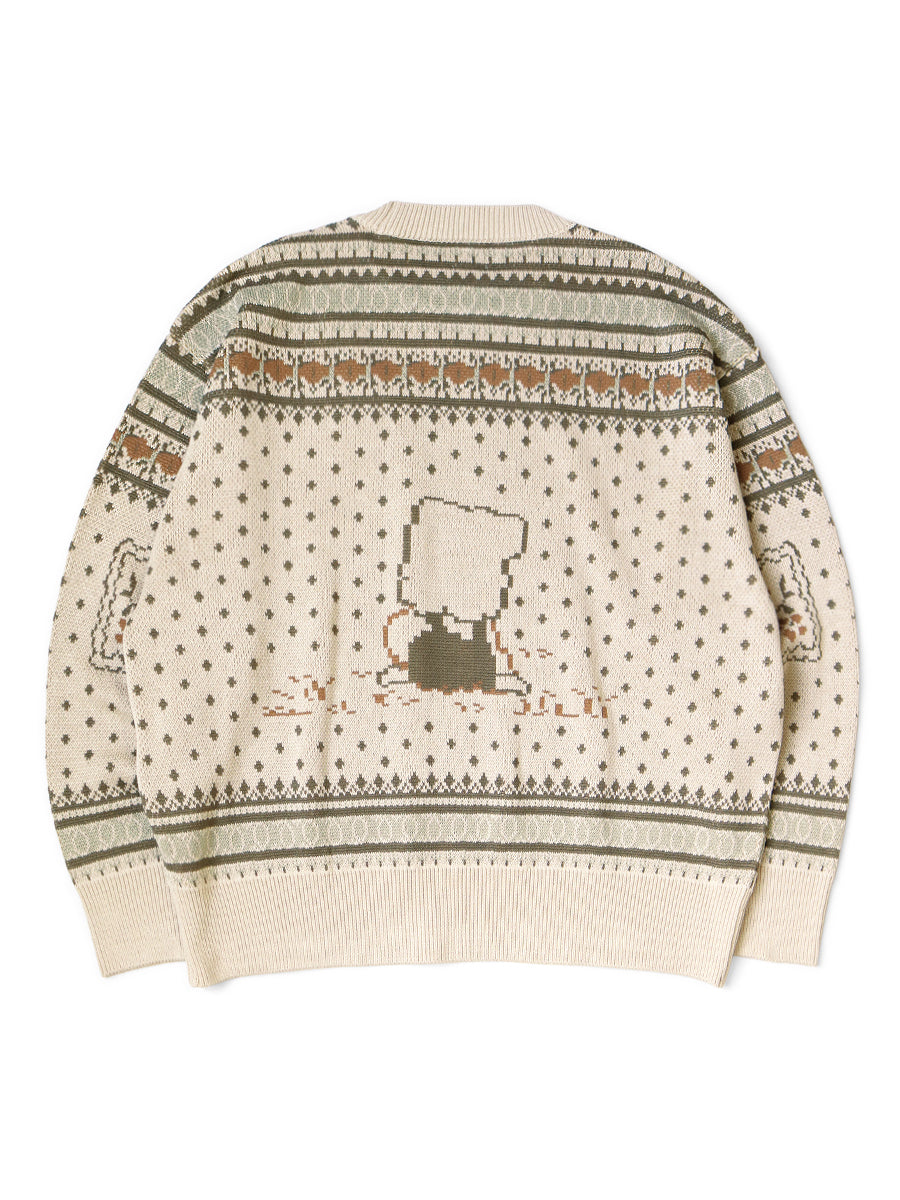 Kapital 8G Cotton Knit Peckish Rainbowy Fair Isle Crew Sweater