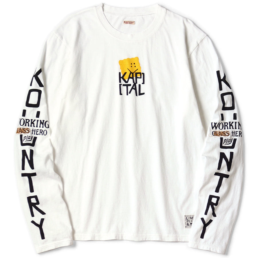 Kapital Jersey Crew Long Sleeve T-Shirt (Peckish Kapital Print)