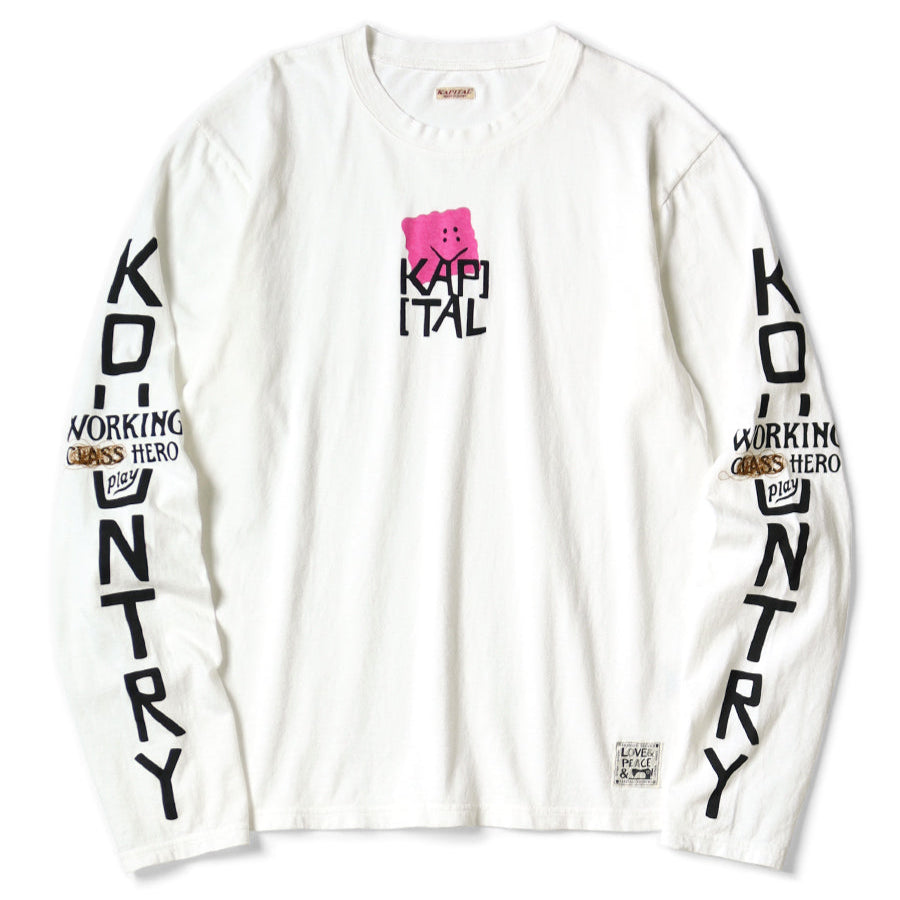 Kapital Jersey Crew Long Sleeve T-Shirt (Peckish Kapital Print)