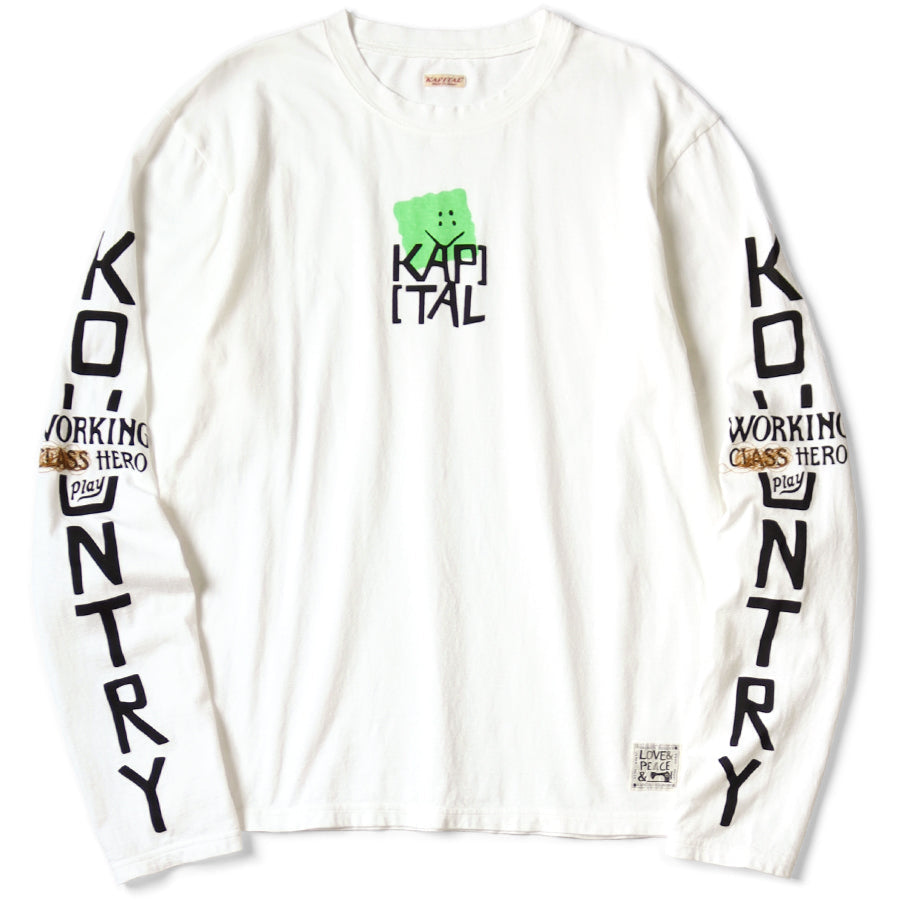 Kapital Jersey Crew Long Sleeve T-Shirt (Peckish Kapital Print)